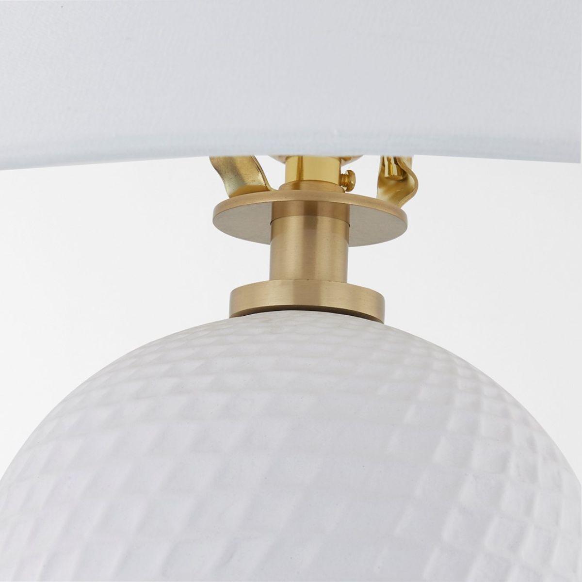 Susie Table Lamp Ceramic Textured White with Aged Brass Accents - Bees Lighting