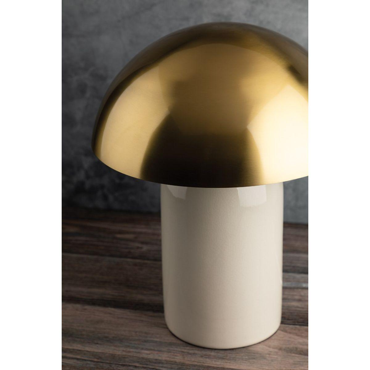 Gaia 2 Lights Table Lamp Ceramic Ivory Crackle with Aged Brass Accents - Bees Lighting