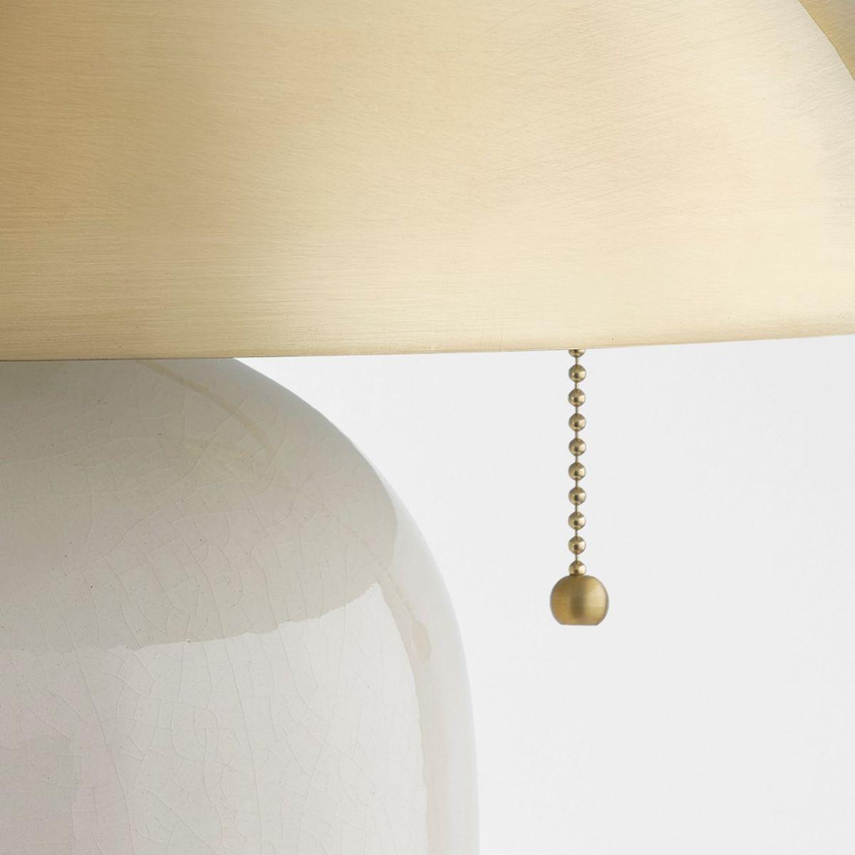 Gaia 2 Lights Table Lamp Ceramic Ivory Crackle with Aged Brass Accents - Bees Lighting