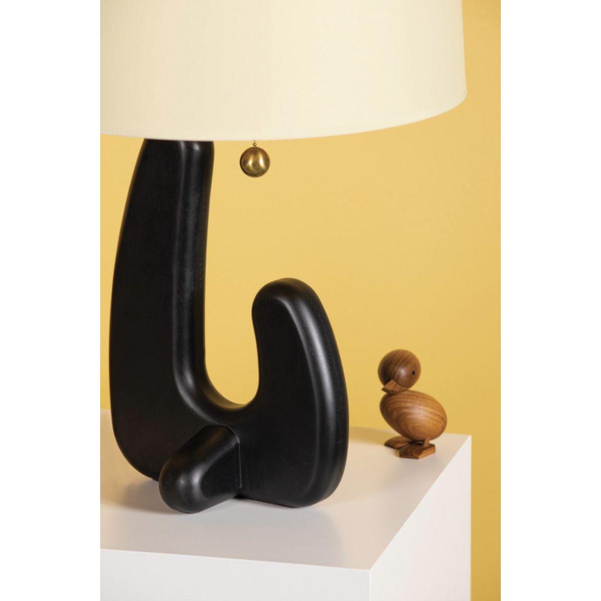 Regina Table Lamp Blackened Wood Base with Aged Brass Accents - Bees Lighting