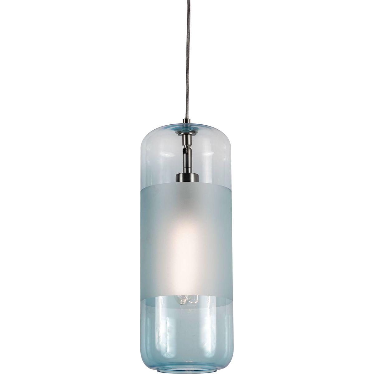 Hermosa 6 in. Pendant Light Satin Nickel finish with Aqua shade - Bees Lighting