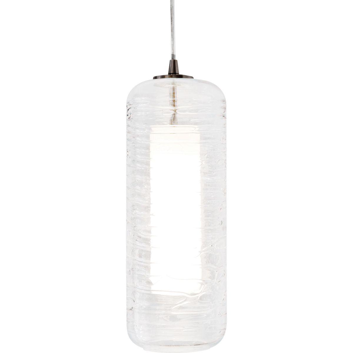 Hermosa 6 in. LED Pendant Light 120V 3000K Satin Nickel finish with Clear Swirl & White shade - Bees Lighting