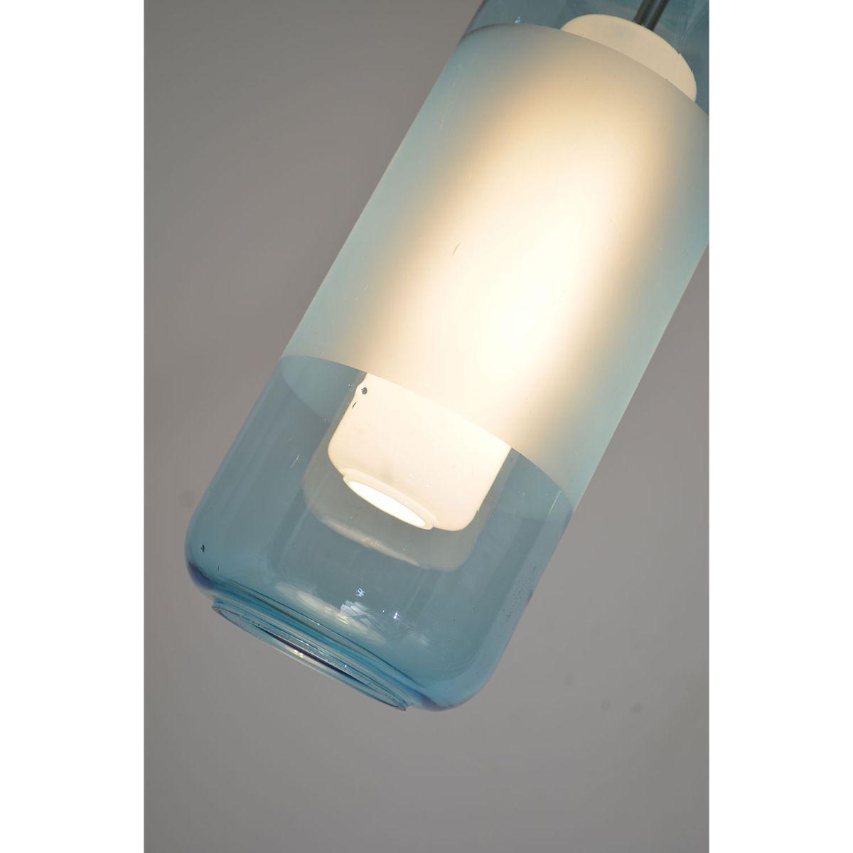 Hermosa 6 in. LED Pendant Light 120-277V 3000K Satin Nickel finish with Aqua & White shade - Bees Lighting