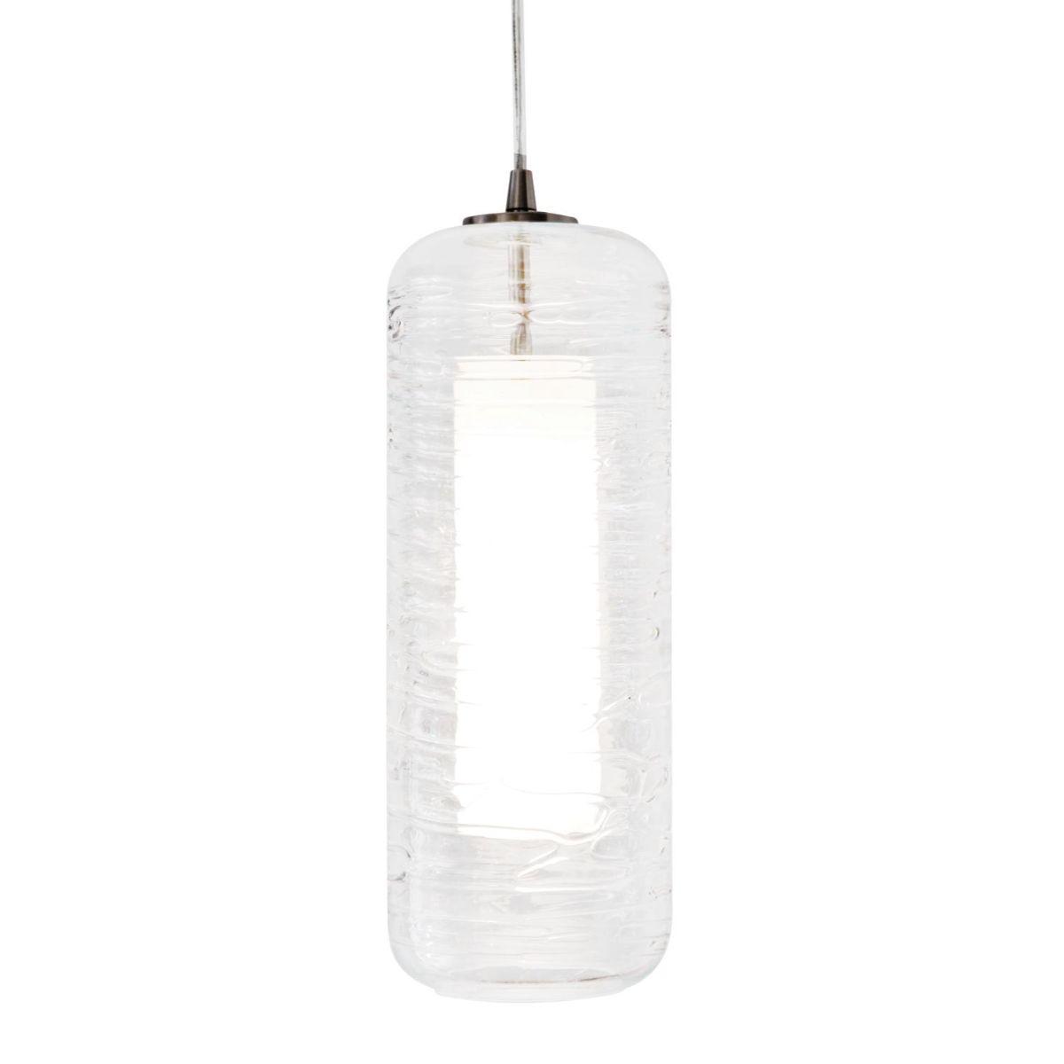 Hermosa 6 in. LED Pendant Light 120-277V 3000K Satin Nickel finish with Clear Swirl & White shade - Bees Lighting