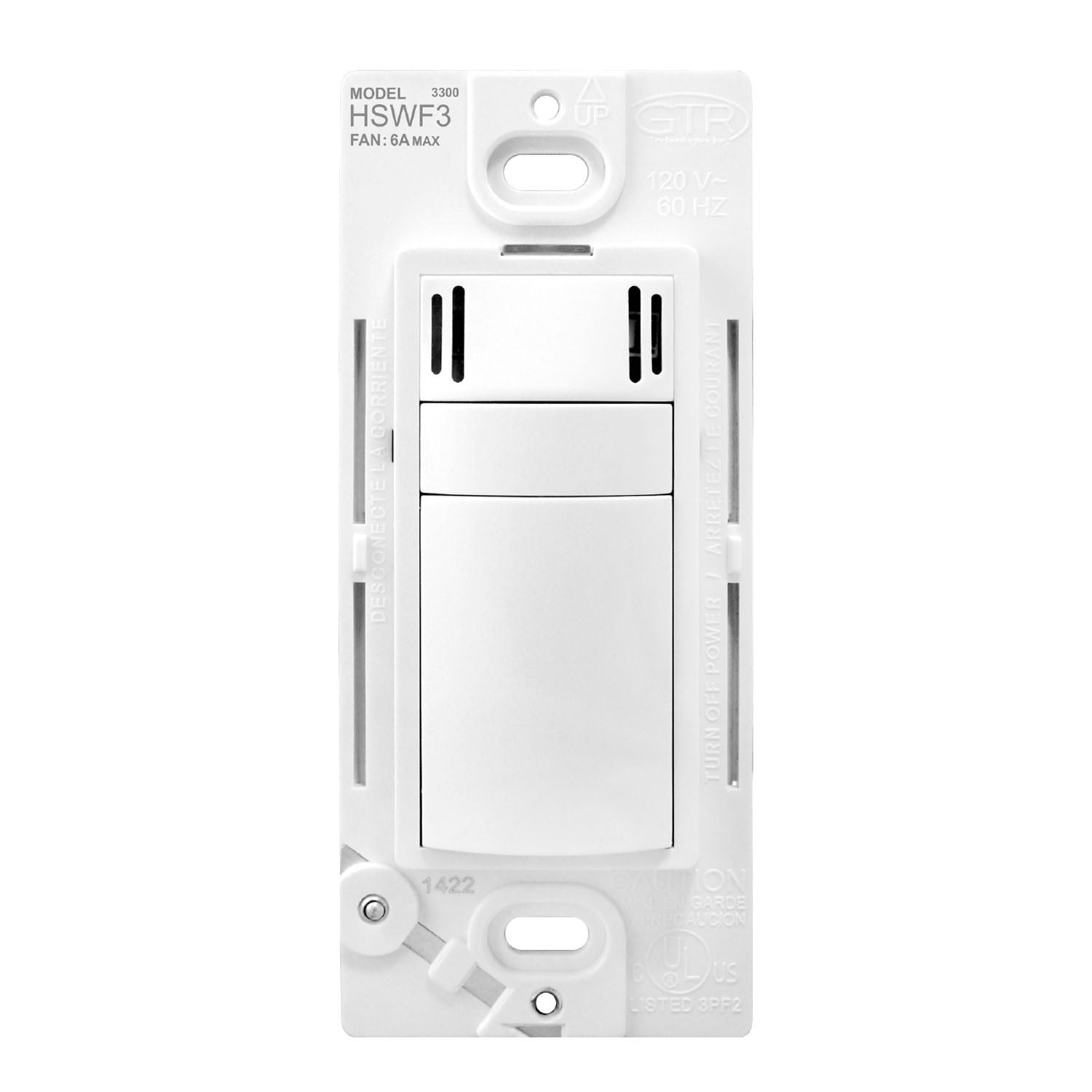 Humidity Based Fan Control 6A, 120V, White