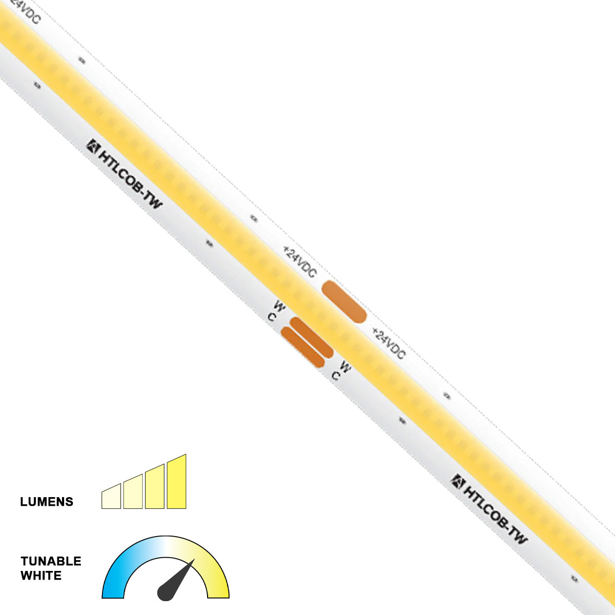 Trulux High Output Dotless LED Tape Light, 16.4Ft, 400 Lumens/Ft, 24V, Tunable White 2700K-6000K