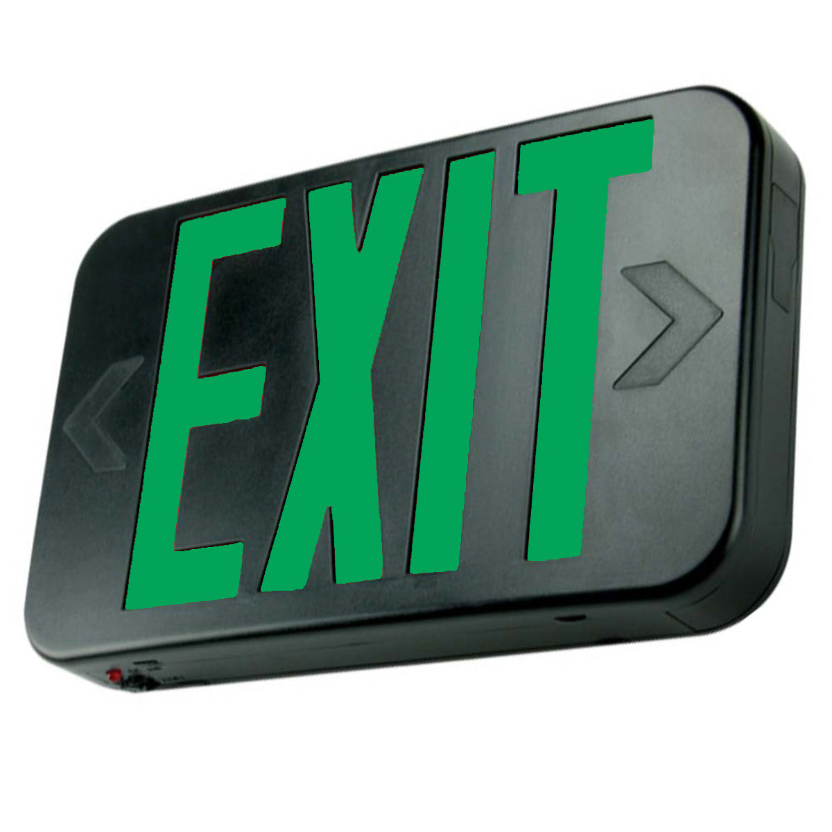 LED Exit Sign, Single/Double Face with Red/Green Letters, Black, Battery Included