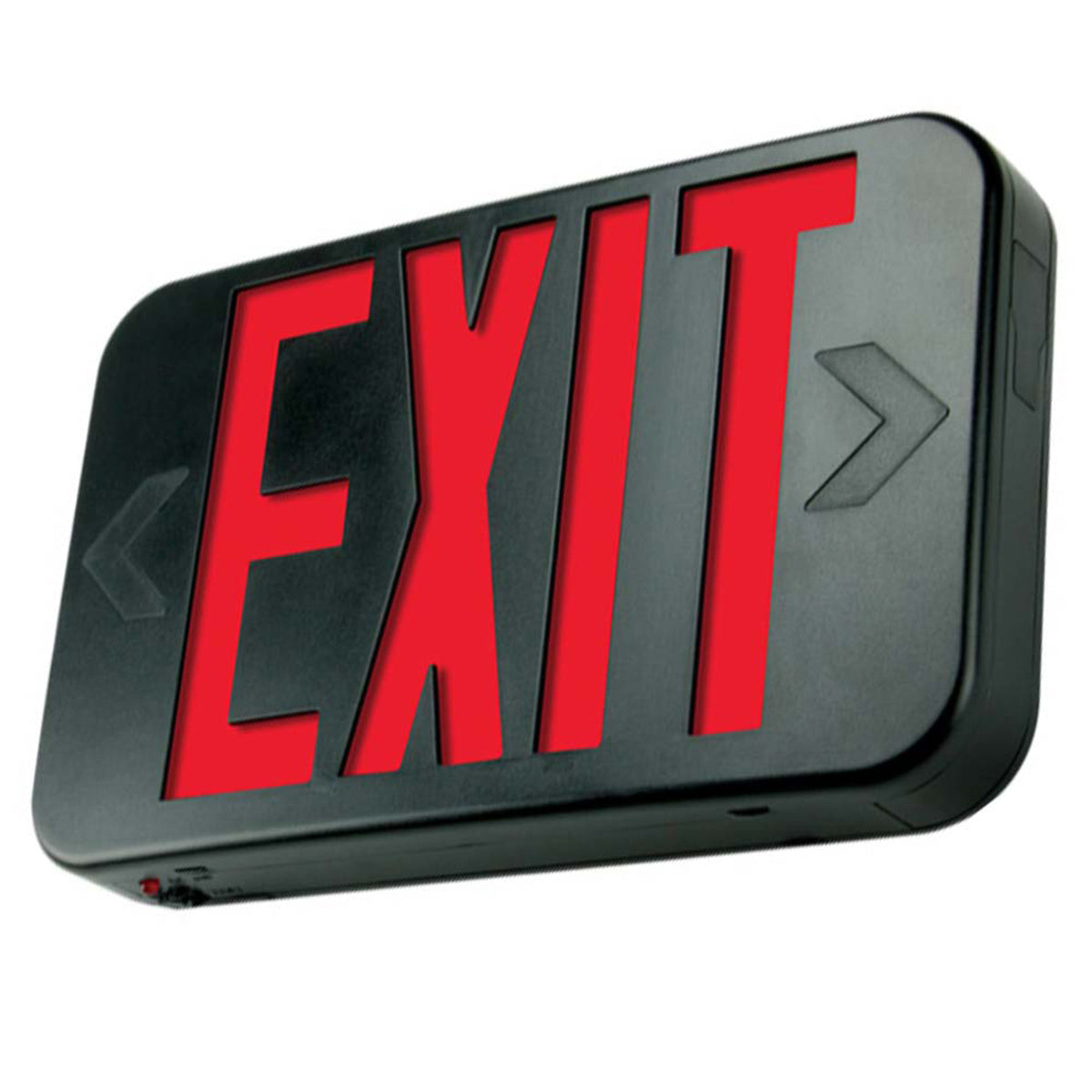 LED Exit Sign, 2 Single Face with Red/Green Letters, Black, Battery Included