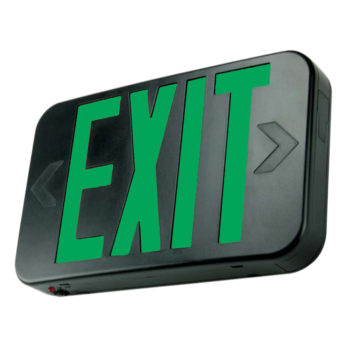 LED Exit Sign, 2 Single Face with Red/Green Letters, Black, Battery Included