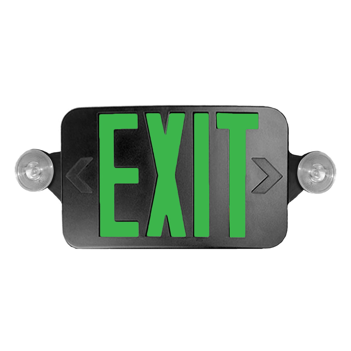 LED Combo Exit Sign, Single/Double Face with Red/Green Letters, Black, Battery Included, Remote Capable