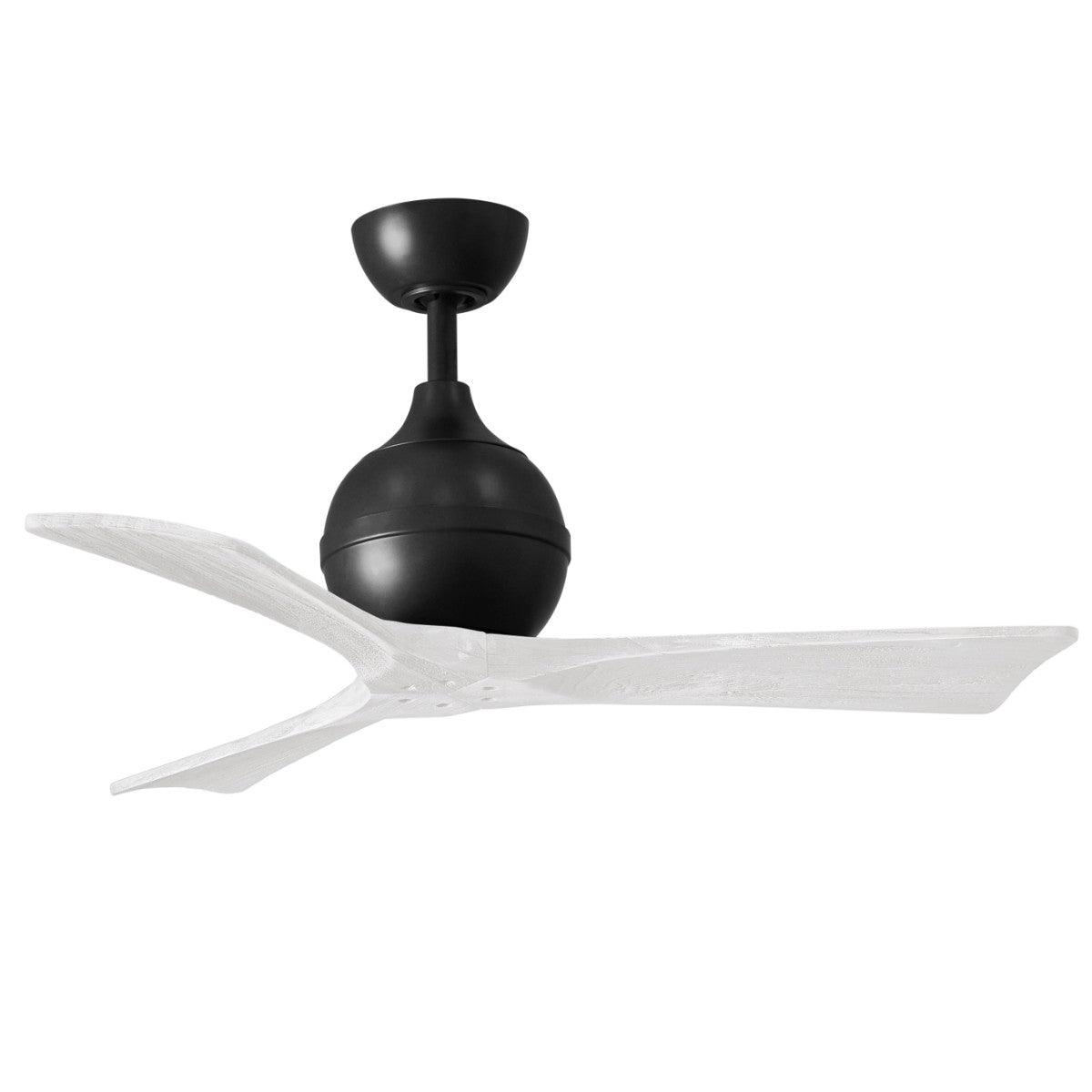 Irene 3-Blade 42 Inch Ceiling Fan with Remote, Matte Black with Matte White Blades - Bees Lighting