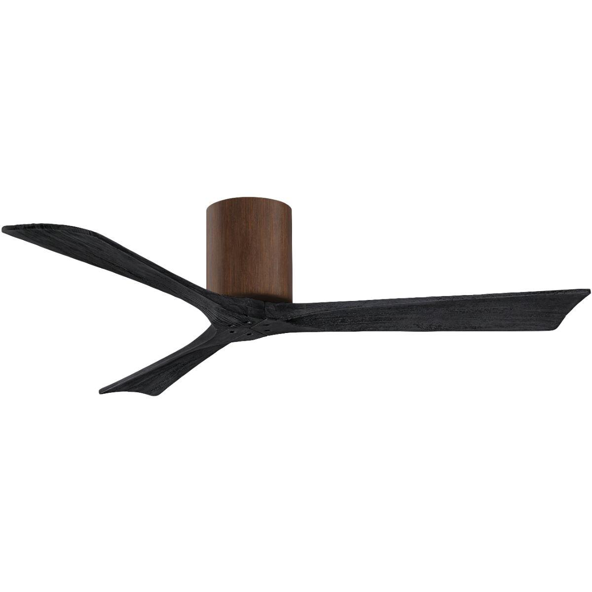 Irene 3-Blade 52 Inch Hugger Ceiling Fan with Remote, Walnut with Matte Black Blades - Bees Lighting