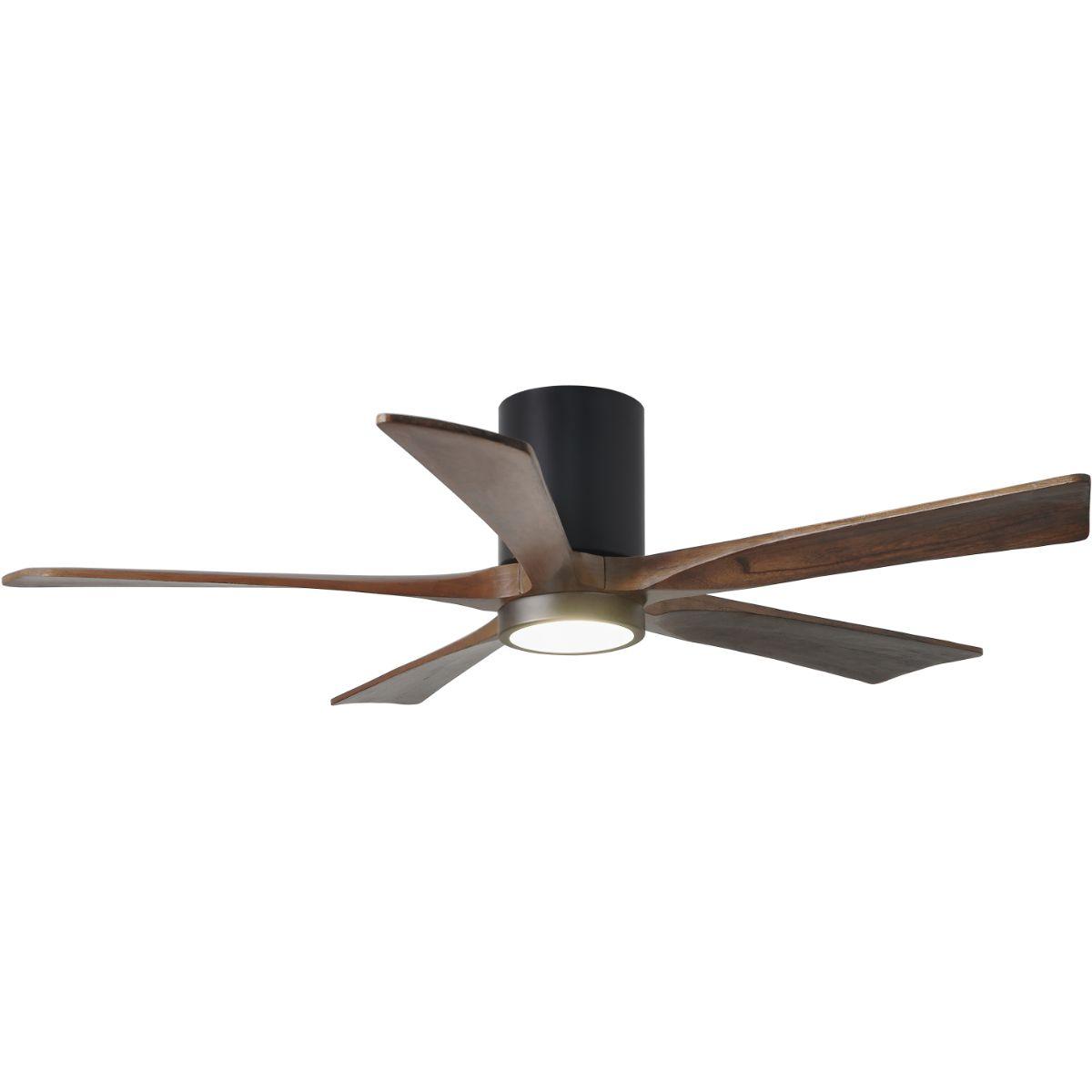 Irene 5-Blade 52 Inch LED Hugger Ceiling Fan with Remote, Matte Black with Walnut Blades - Bees Lighting