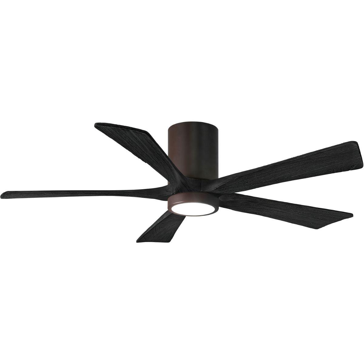 Irene 5-Blade 52 Inch LED Hugger Ceiling Fan with Remote, Textured Bronze with Matte Black Blades - Bees Lighting