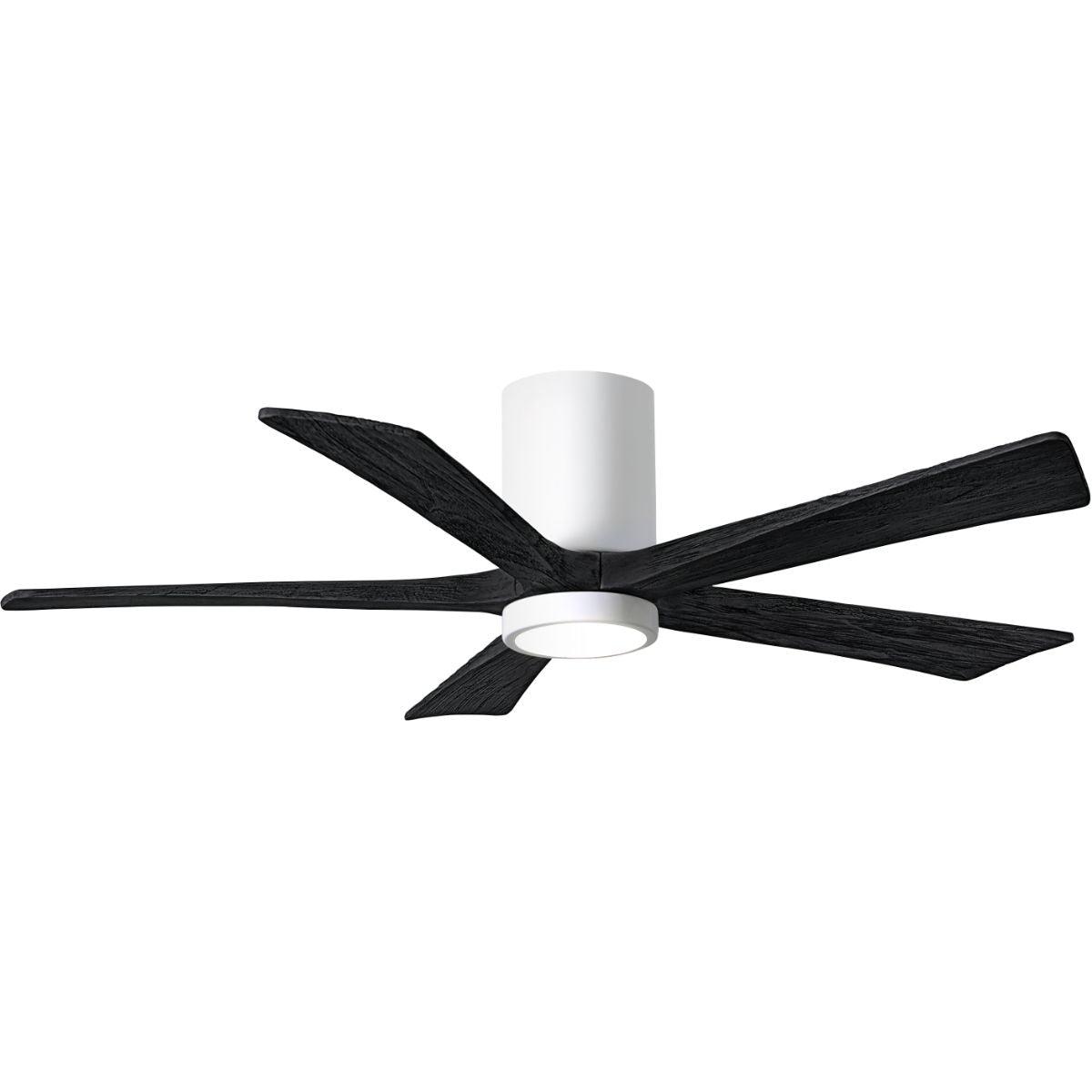 Irene 5-Blade 52 Inch LED Hugger Ceiling Fan with Remote, Gloss White with Matte Black Blades - Bees Lighting