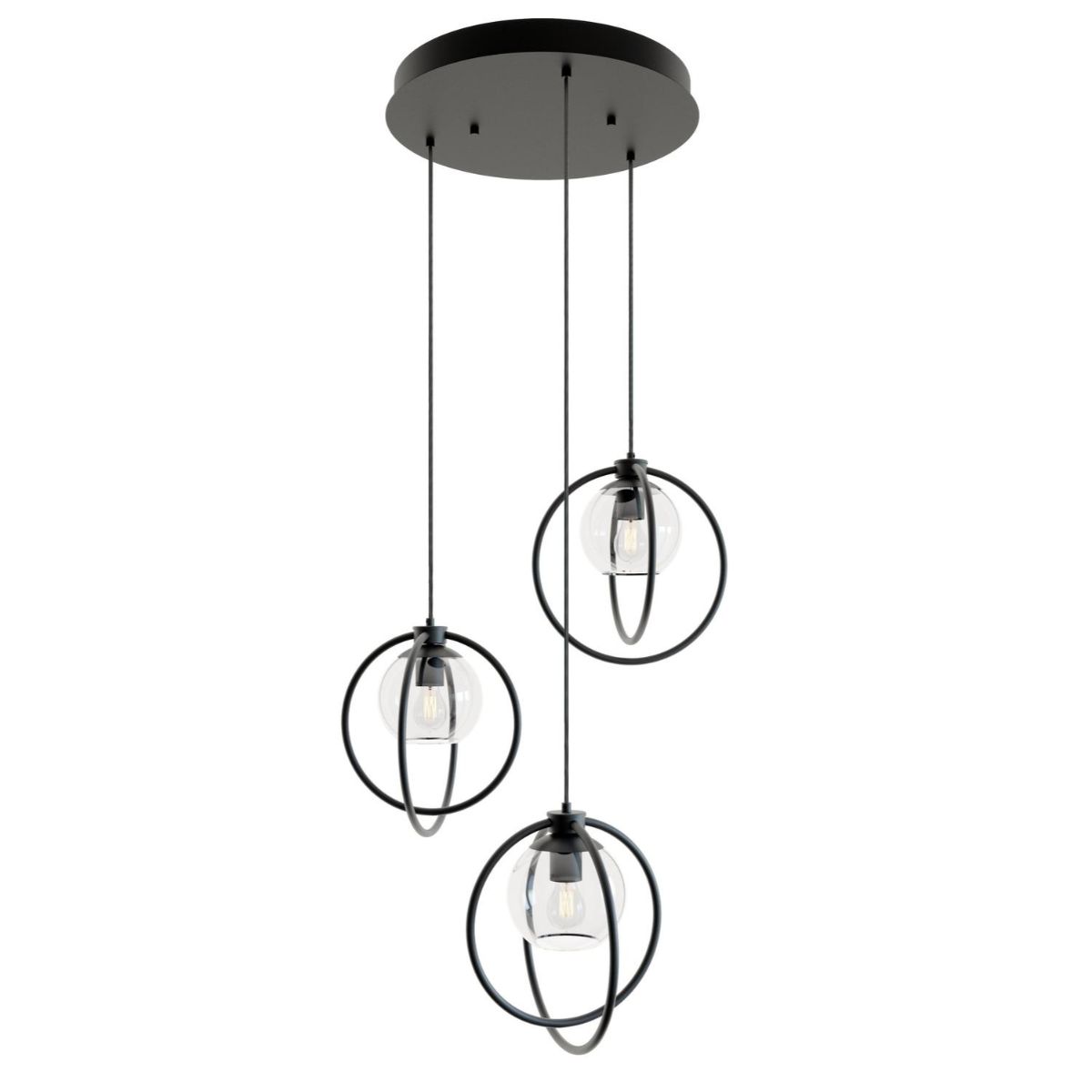 Jamie 3 Lights 26 In. Pendant Light Black Finish