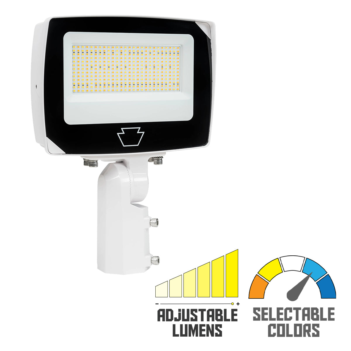 LED Flood Light, 15000 Lm, 100W, 30K|40K|50K, Slipfitter|Trunnion, Photocell, 120-277V, White