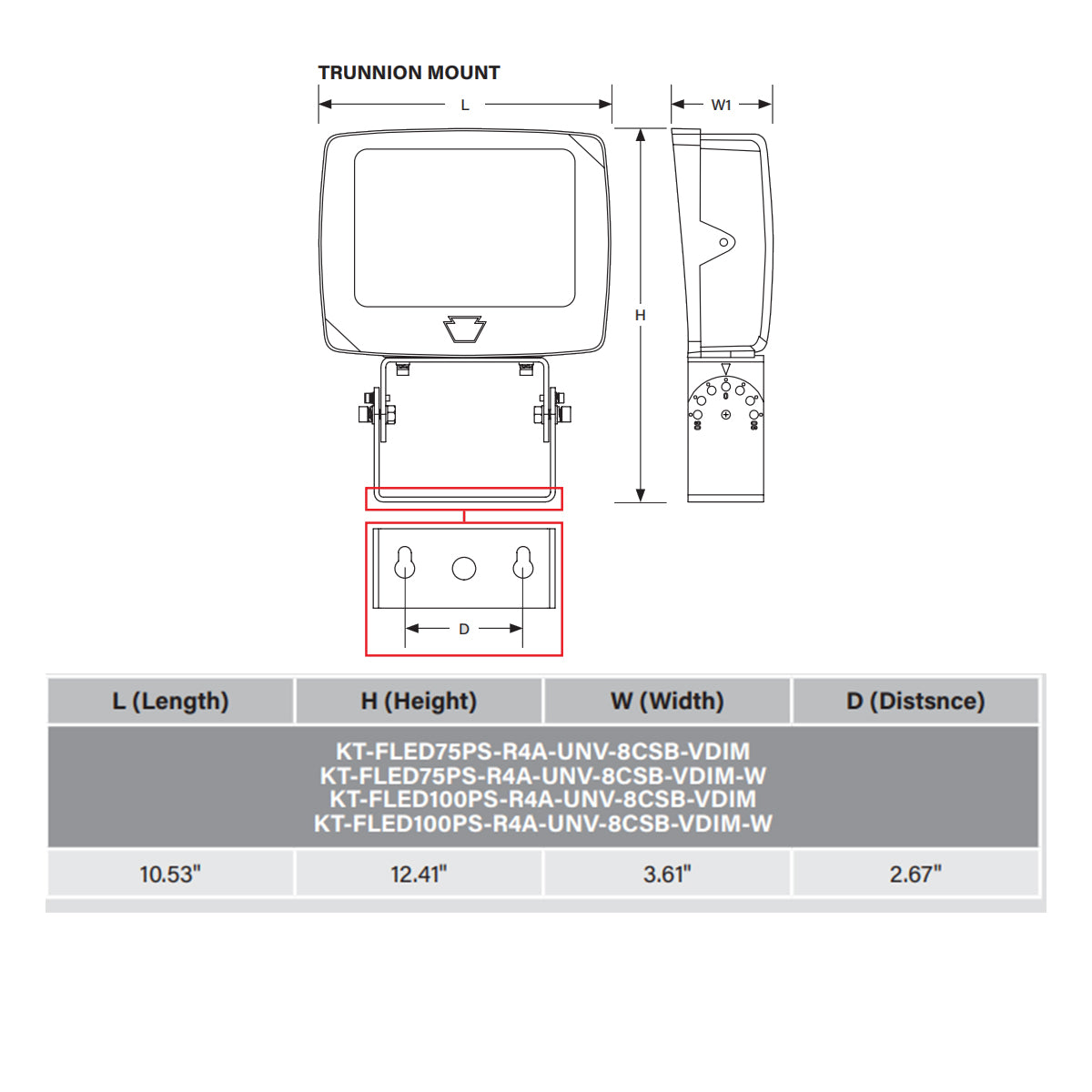 LED Flood Light, 15000 Lm, 100W, 30K|40K|50K, Slipfitter|Trunnion, Photocell, 120-277V, White - Bees Lighting