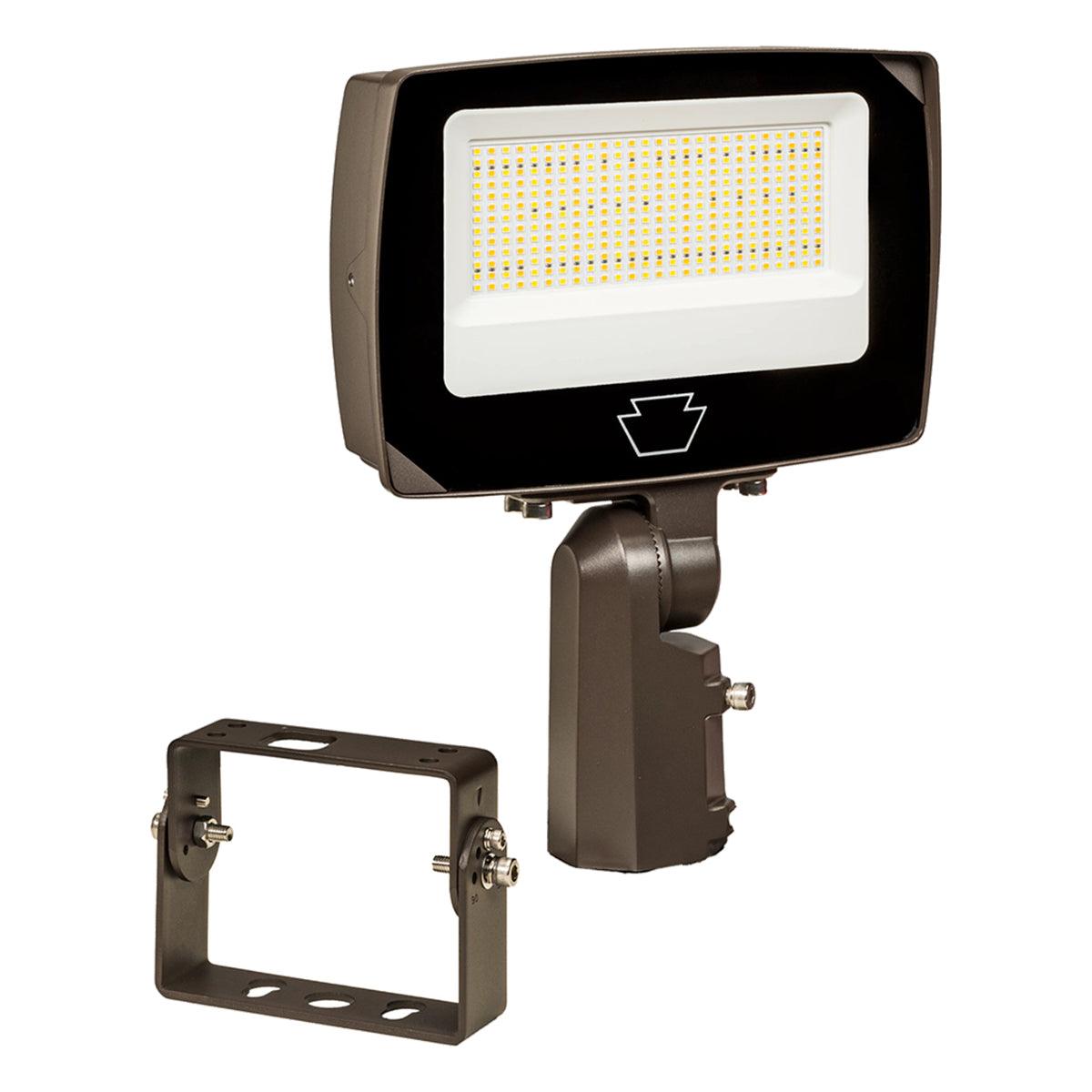 LED Flood Light With Photocell, 100W Adjustable, 30K/40K/50K, 120-277V, White - Bees Lighting