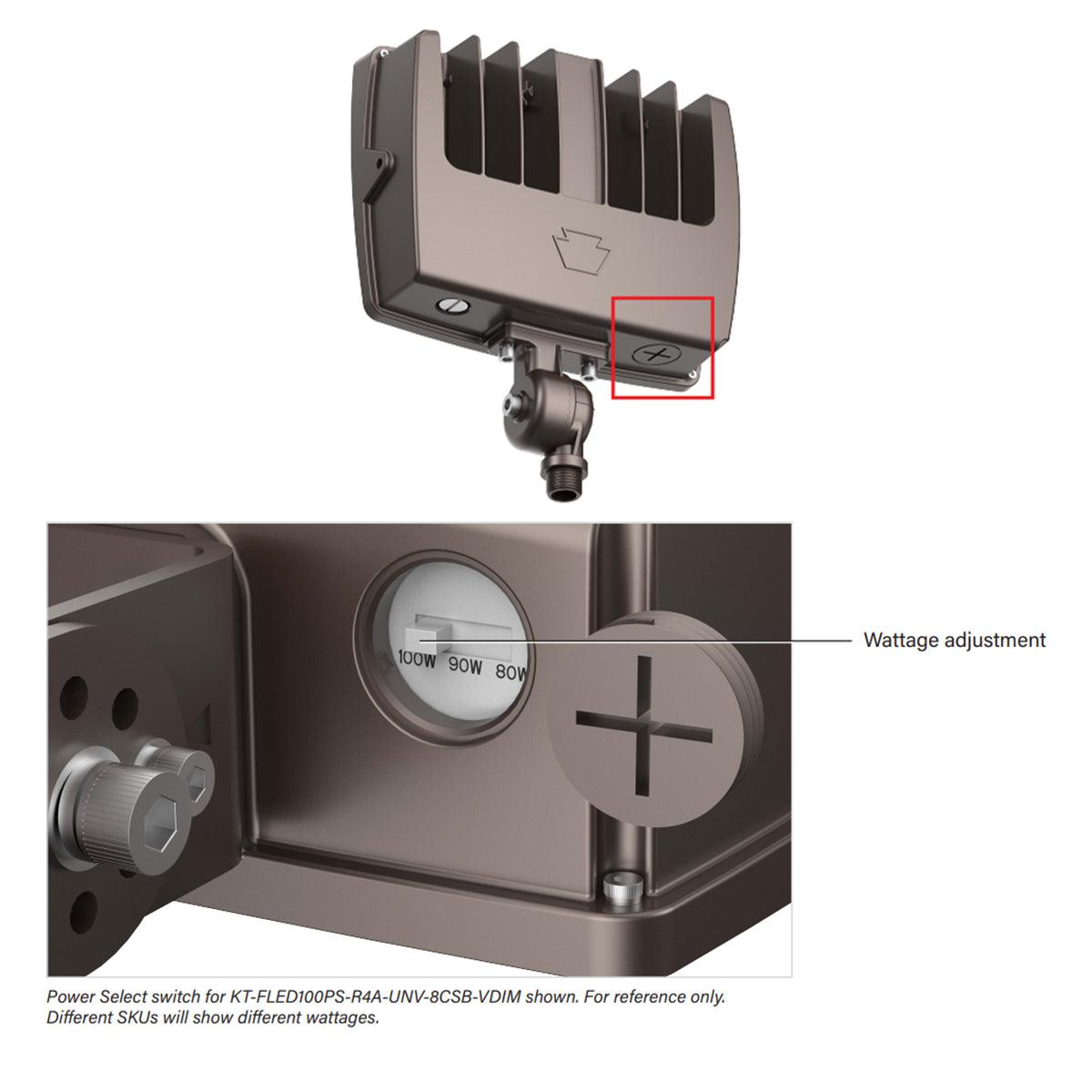 LED Flood Light, 15000 Lm, 100W, 30K|40K|50K, Slipfitter|Trunnion, Photocell, 120-277V, Bronze - Bees Lighting