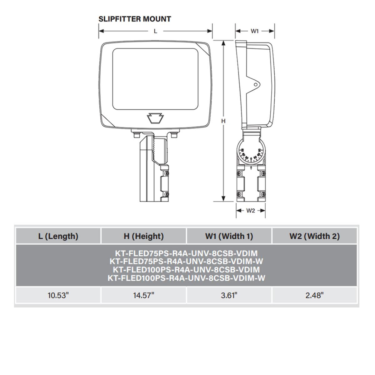 LED Flood Light, 15000 Lm, 100W, 30K|40K|50K, Slipfitter|Trunnion, Photocell, 120-277V, Bronze - Bees Lighting