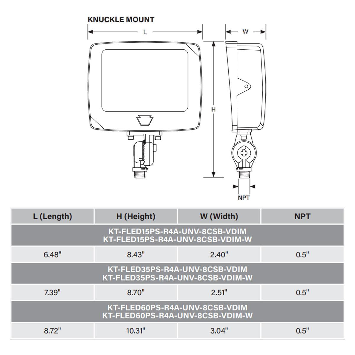 LED Flood Light, 2250 Lm, 15W, 30K|40K|50K, Knuckle|Yoke, Photocell, 120-277V, White - Bees Lighting