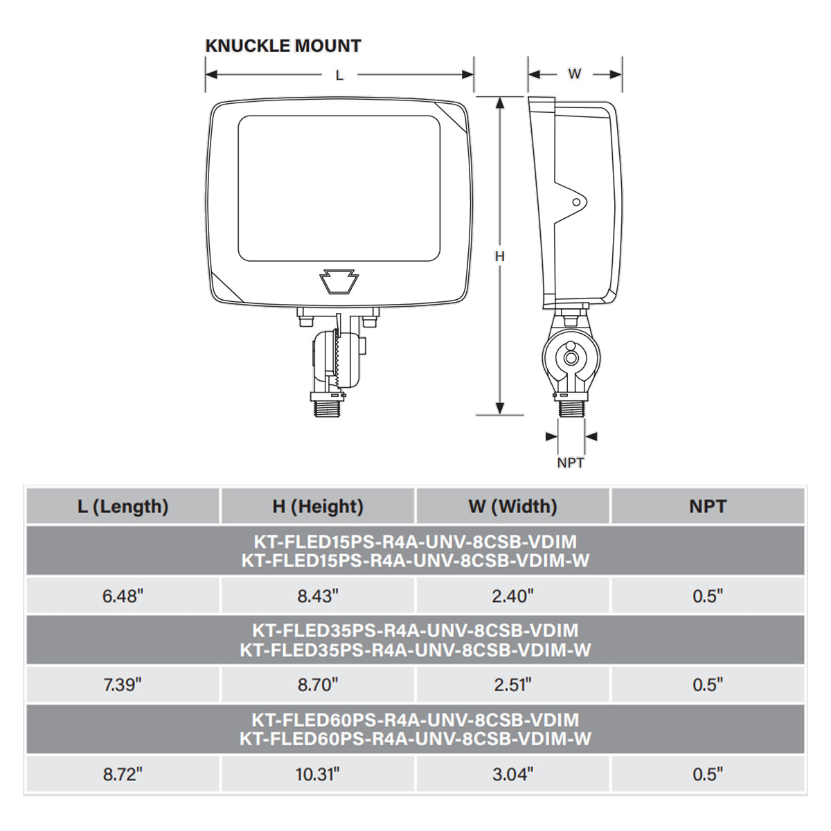 LED Flood Light, 5250 Lm, 35W, 30K|40K|50K, Knuckle|Yoke, Photocell, 120-277V, White