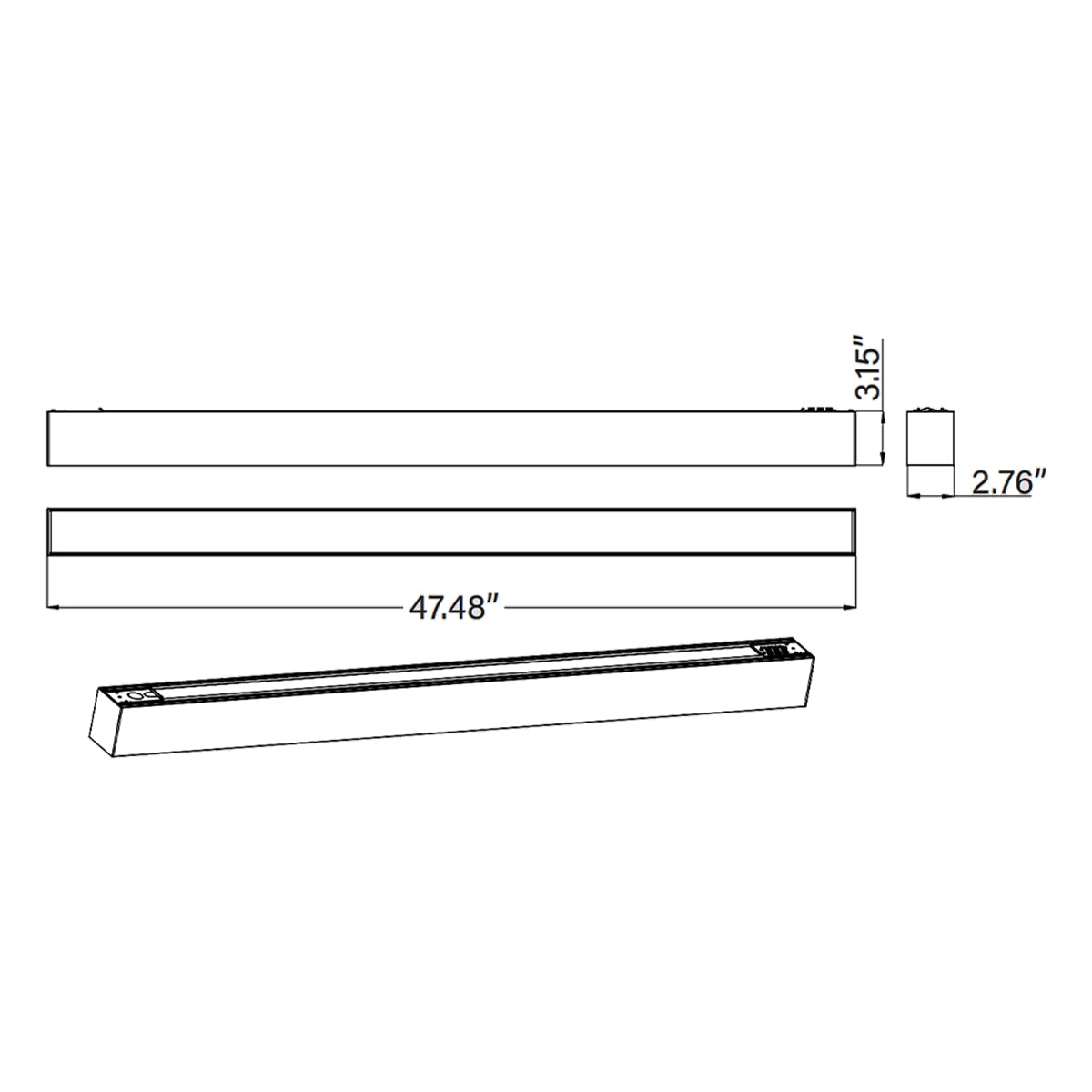 4ft LED Linear Light, 40W, 5200 Lumens, 5 CCT Selectable, Black, 120-277V