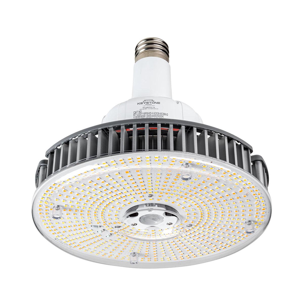 HID LED High Bay Lamp, 80W|95W|115W, 17000 Lumens, Selectable CCT, EX39 Mogul, 120-277V - Bees Lighting