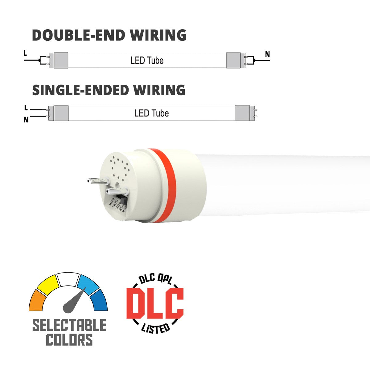 4ft LED T8 Tube, 14.5 Watts, 1800 Lumens, 3000K to 6500K, Ballast Bypass, Single|Dual End - Bees Lighting