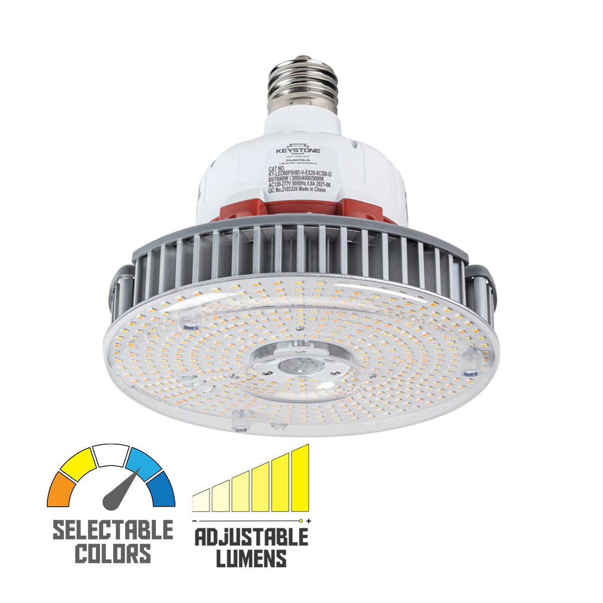 High Bay Retrofit LED Bulb, 60/70/80W, 12000lm, 30K/40K/50K, EX39 Mogul, 120-277V