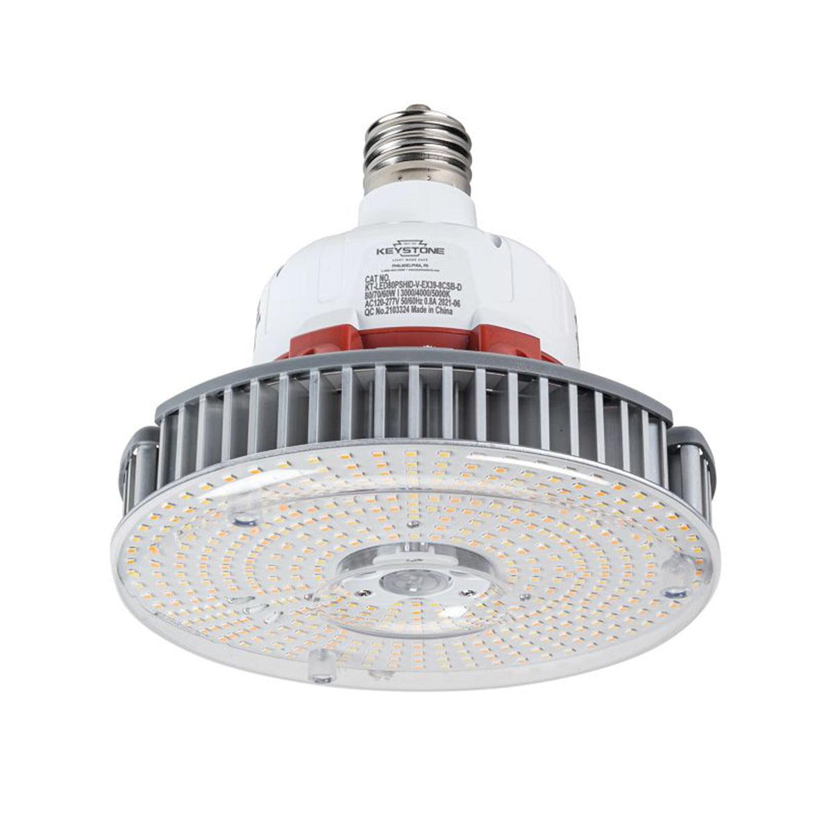 HID LED High Bay Lamp, 60W|70W|80W, 12000 Lumens, Selectable CCT, EX39 Mogul, 120-277V - Bees Lighting