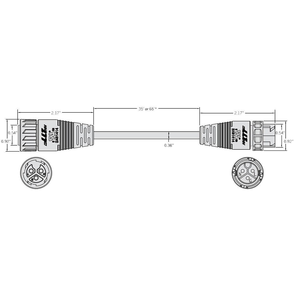 35 ft. Extension Cord For Keystone Sports Light Flood Fixtures - Bees Lighting