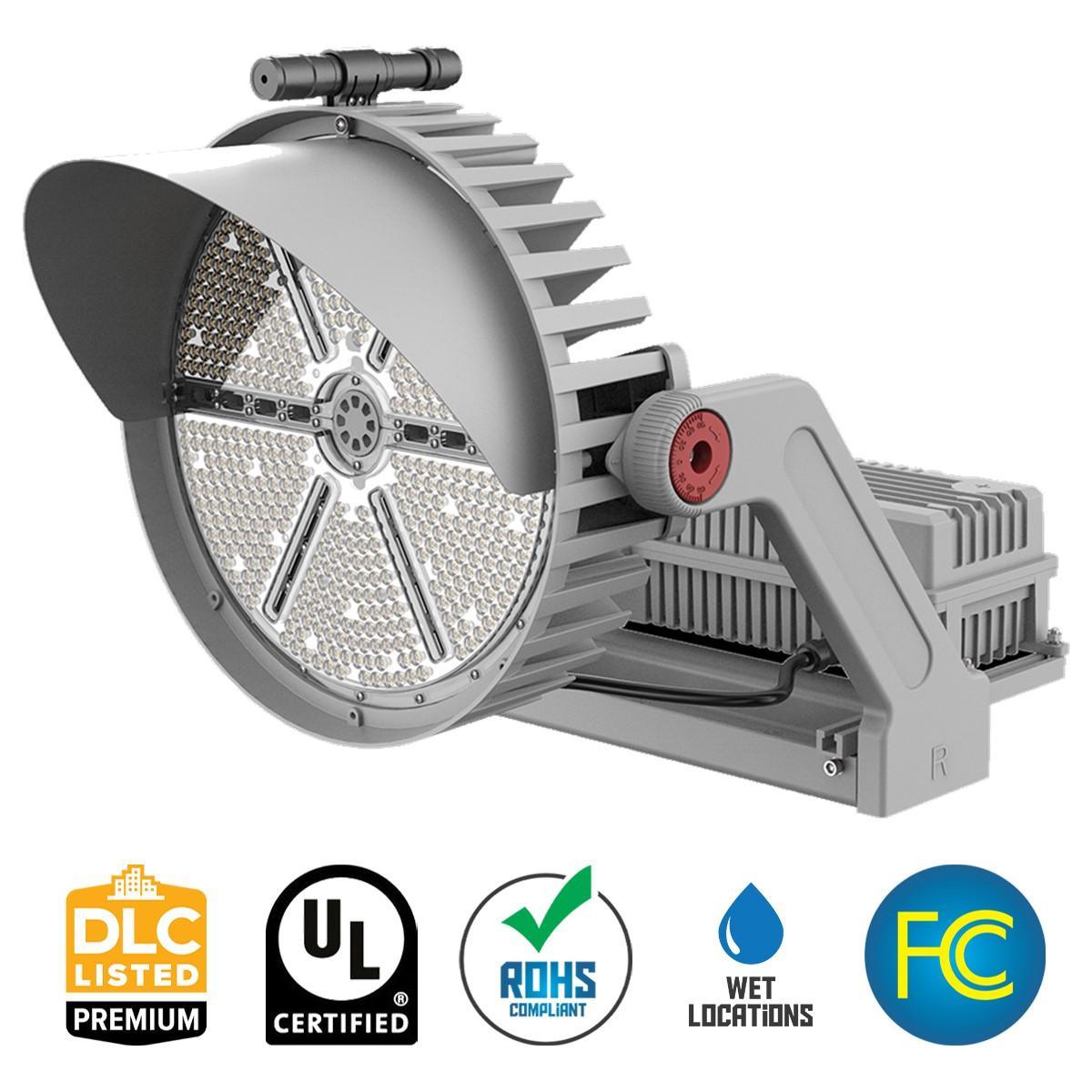 LED Sports Flood Light, 500 Watts, 70000 Lumens, 5000K, 120-277V, Trunnion Mount - Bees Lighting