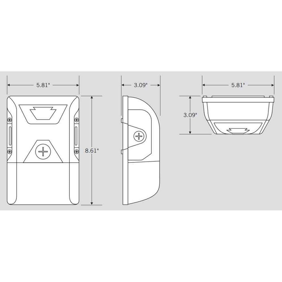 LED Mini Wall Pack With Photocell, 20 Watts, 2700 Lumens, 30K/40K/50K, 120-277V, White Finish - Bees Lighting