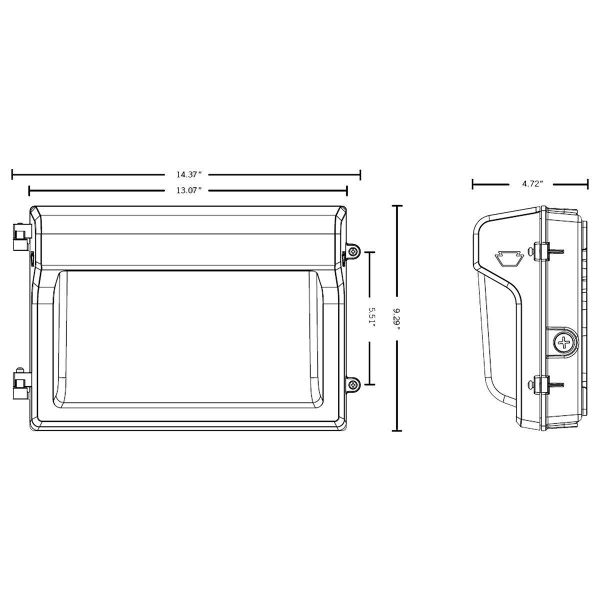 LED Slim Traditional Wall Pack With Photocell, 35 Watts, 4655 Lumens, 30K/40K/50K, 120-277V - Bees Lighting