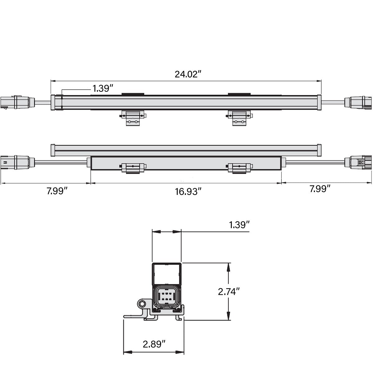 2ft LED Wall Washer, 560 Lumens, 12 Watts, RGBW, 120-277V, Smartloop DMX Controller Not Included