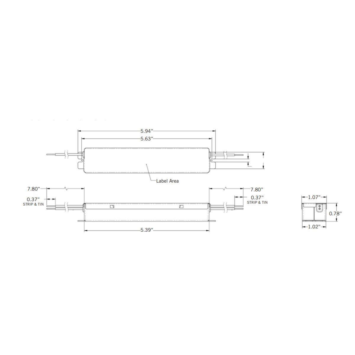 100 Watts, 24VDC Constant Voltage LED Driver, Class 2, 120-277V Input, Micro Case