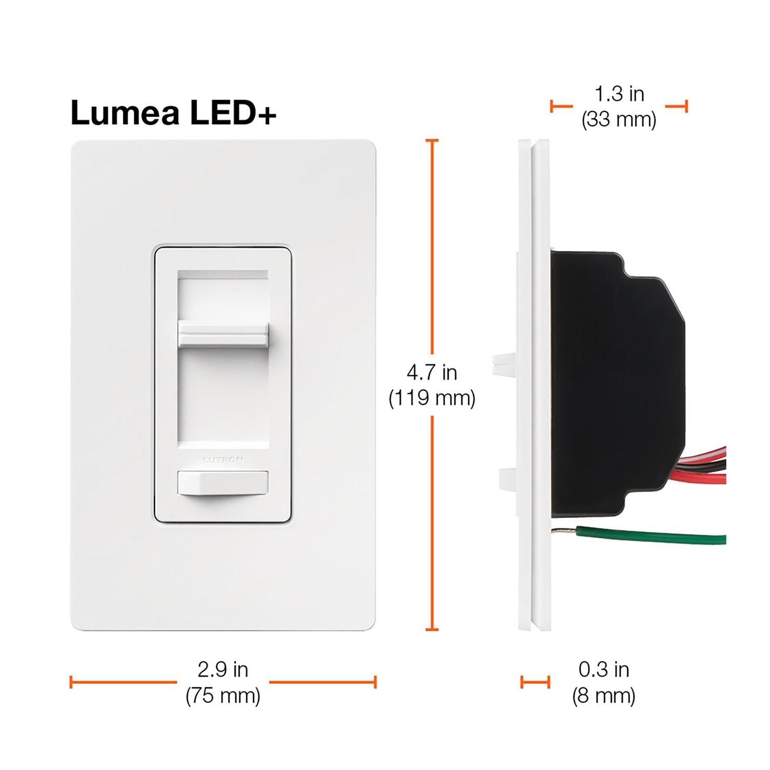 Lumea LED Slide Dimmer Switch, 150-Watt, Single Pole or 3-Way, White - Bees Lighting