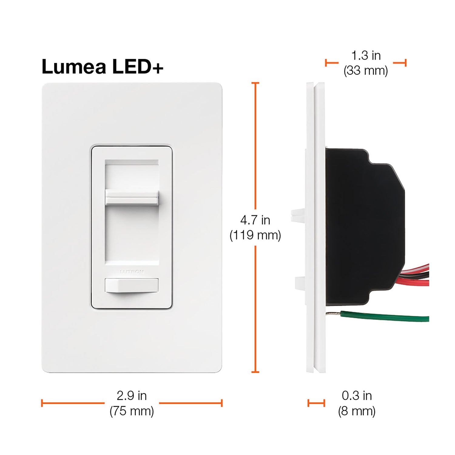 Lumea LED Slide Dimmer Switch, 150-Watt, Single Pole or 3-Way, Light Almond - Bees Lighting