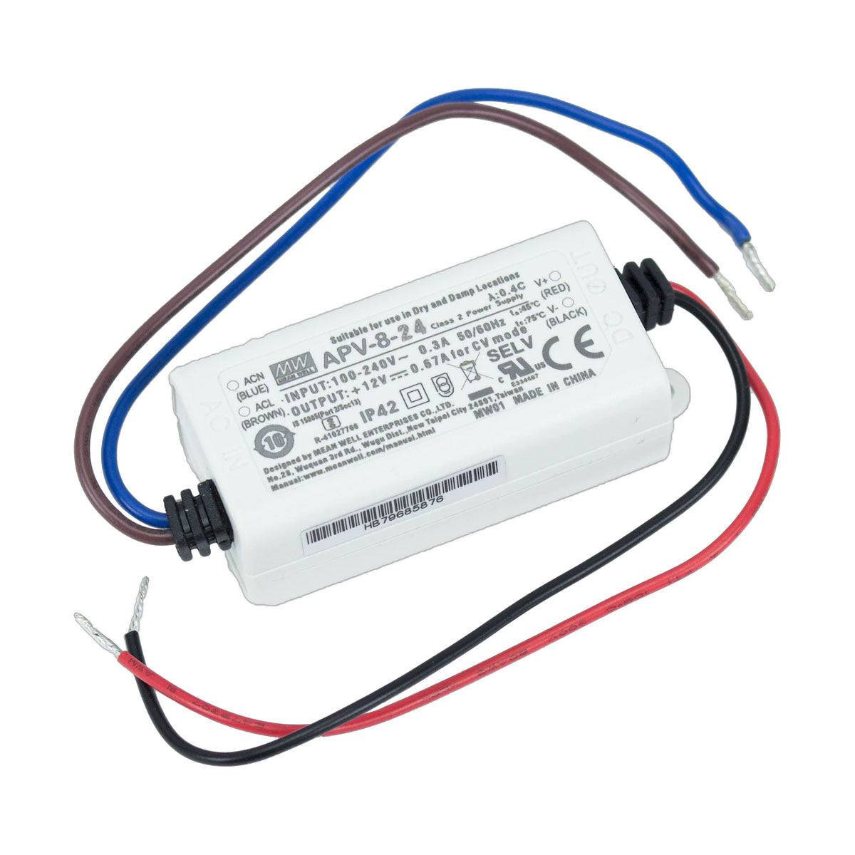 LED-DR Series 8 Watts, 24VDC Non-Dimming LED Driver, Class 2, 100-240V