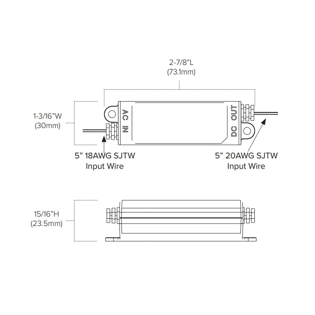 LED-DR Series 8 Watts, 24VDC Non-Dimming LED Driver, Class 2, 100-240V