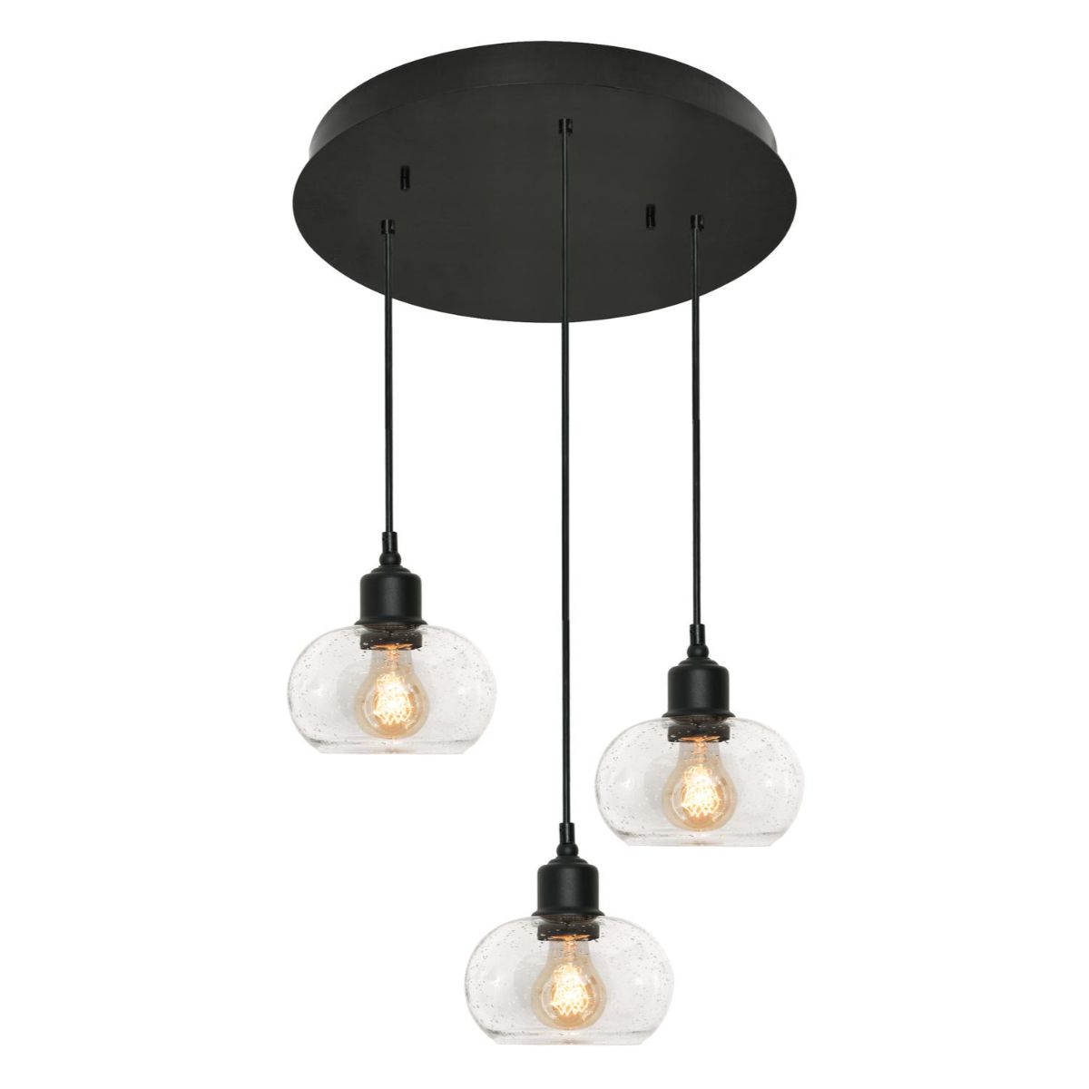 Laney 3 Lights 20 In. Pendant Light Black Finish