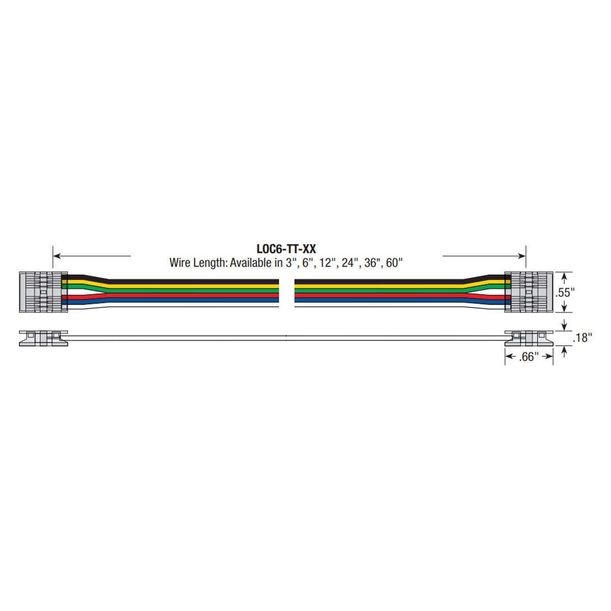 60in. Tape to Tape Connector for LTR-S COB RGBTW LED Tape