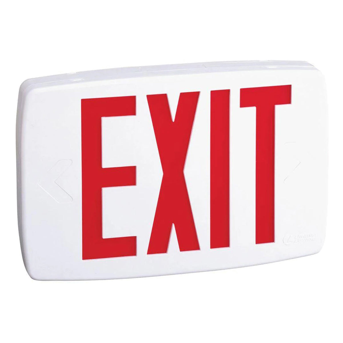 LED Exit Sign, Universal Face with Red Letters, White Finish