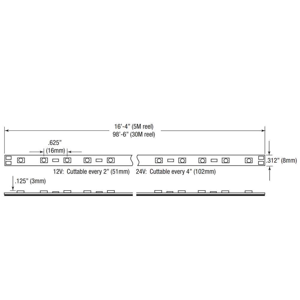 GM Lighting LTR-P Pro LED Strip Light, 1.5 Watts per Ft, 140