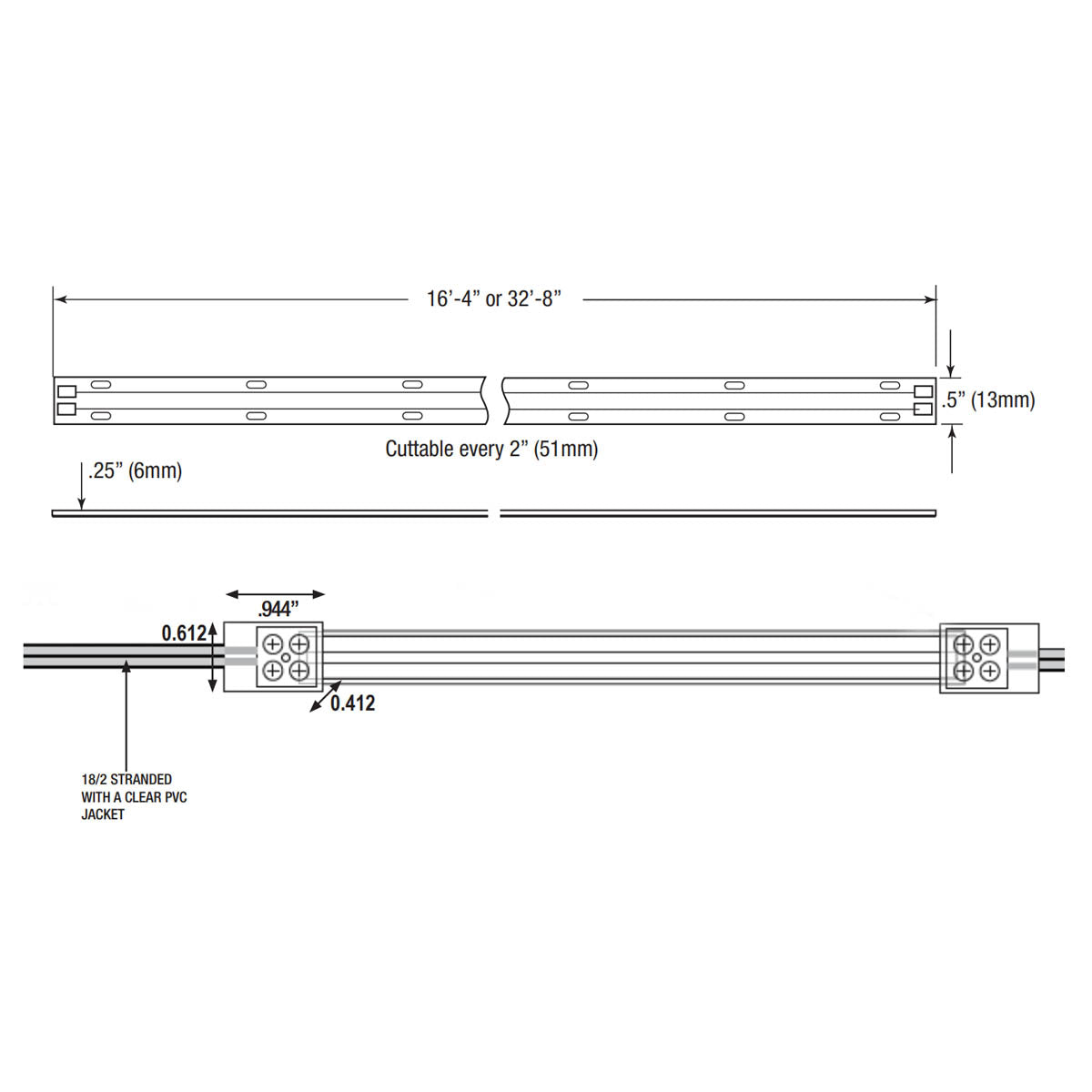 LTR-S Spec COB Wet Location LED Strip Light, 16ft Reel, 3000K, 127 Lumens per Ft, 24V - Bees Lighting