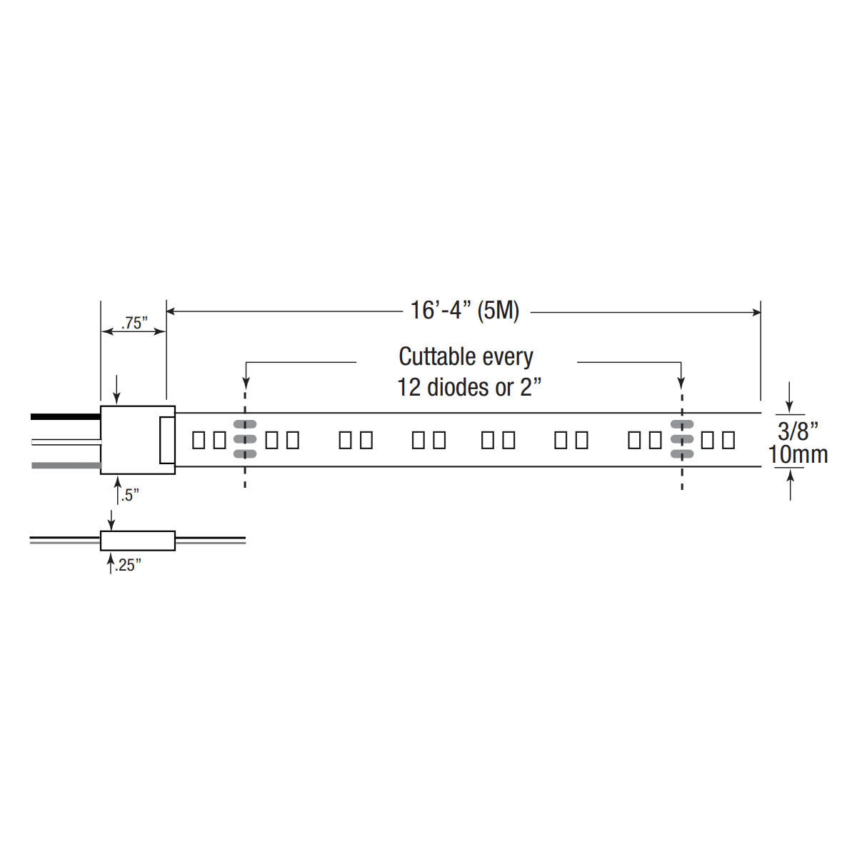 GM Lighting LTR-P Pro LED Strip Light, 3.0W / ft, 240 Lumens per