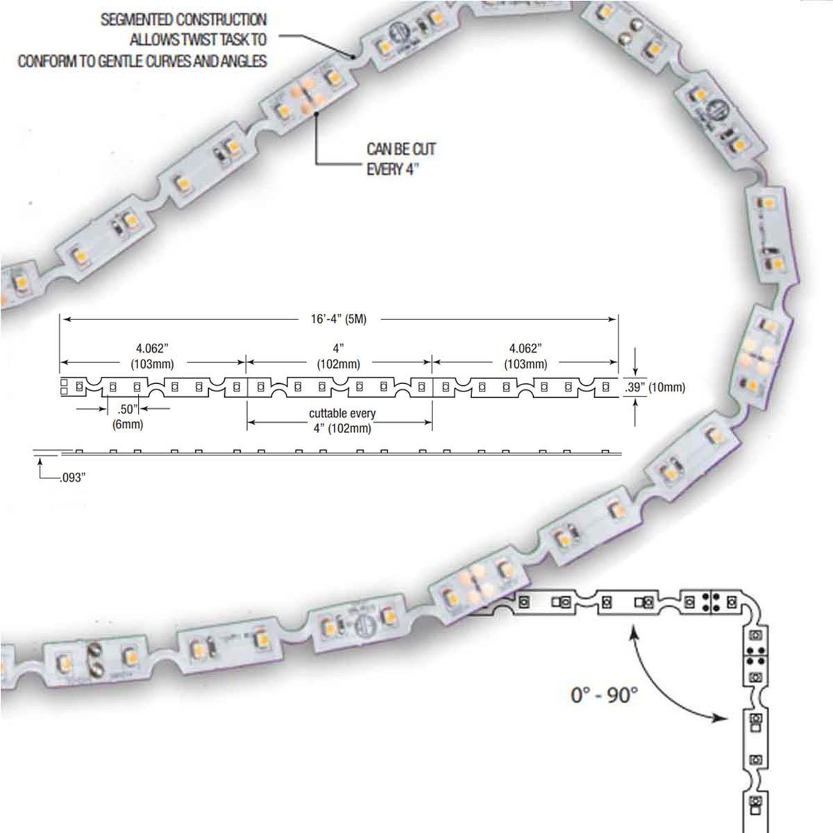 LTR-S Spec Twist-Task LED Strip Light, 16ft Reel, 2700K, 183 Lumens per Ft, 12V