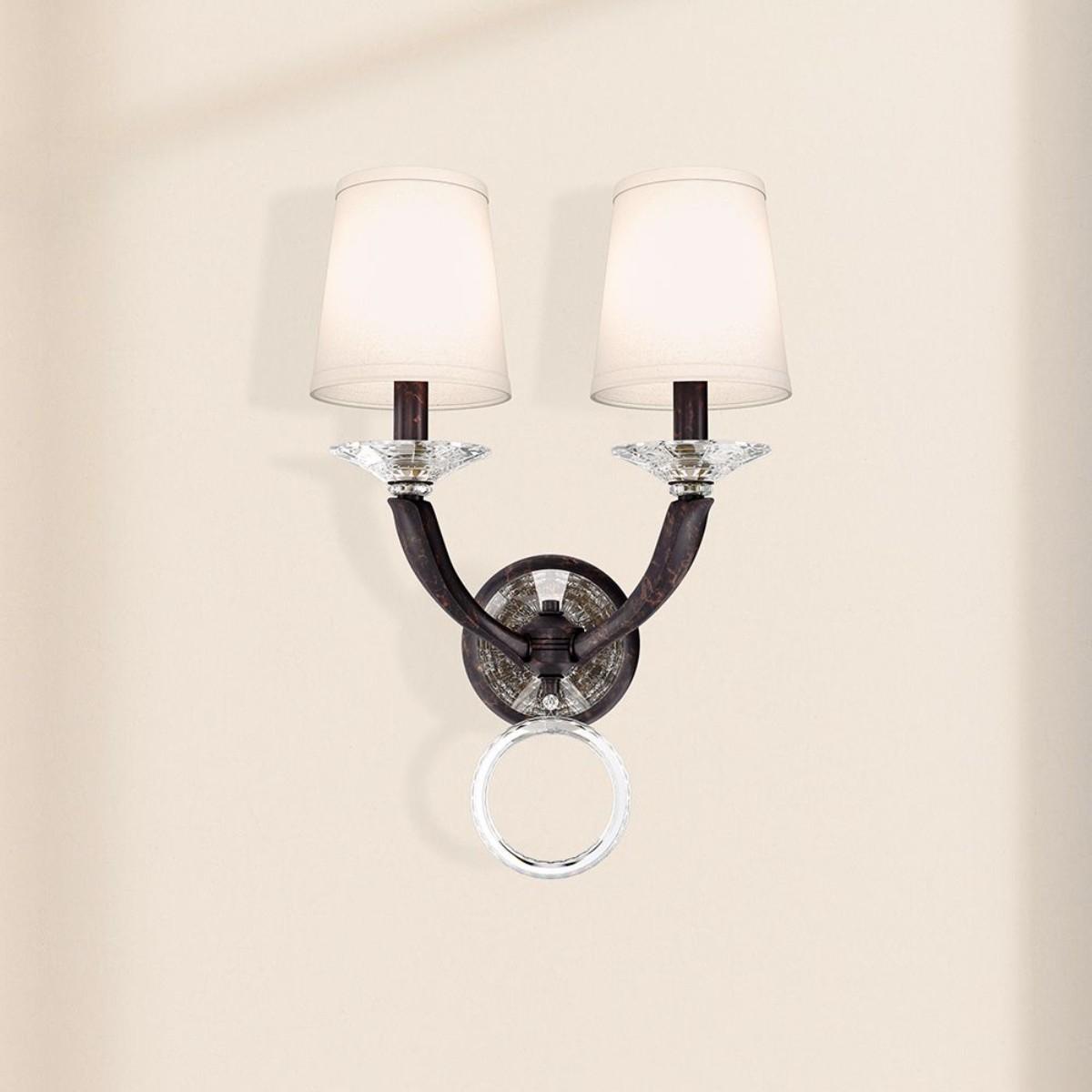 Emilea 20 inch. Jet Black Armed Sconce with Clear Optic Crystals - Bees Lighting